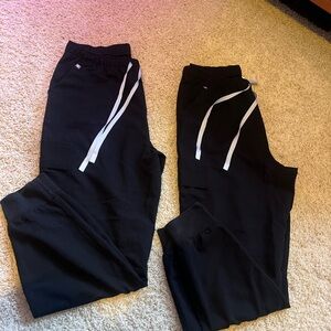 Figs Men's Black Joggers with White Drawstrings